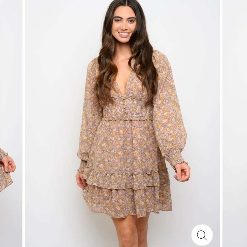 NWT STORIA LONG SLEEVE FLORAL MINI DRESS - Picture 2 of 3